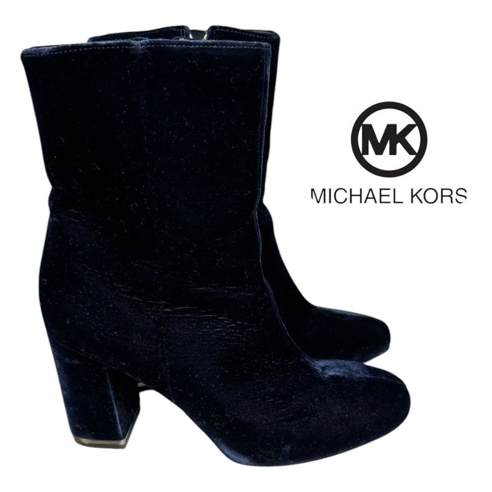 Michael Michael Kors Women's Blue Velvet Heeled Ankle Boots Booties 7.5